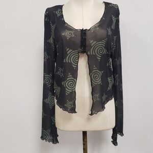 Social Collision Fairy Grunge Star Print Mesh Open Front Top Size M‎ Whimsigoth